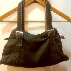 Carla Mancini dark brown top stitch handbag